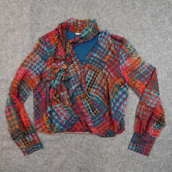 Amanda Uprichard Tops - Amanda Uprichard Womens Top Large Bronte‎ Kinglsey Multicolor Rainbow Surplice